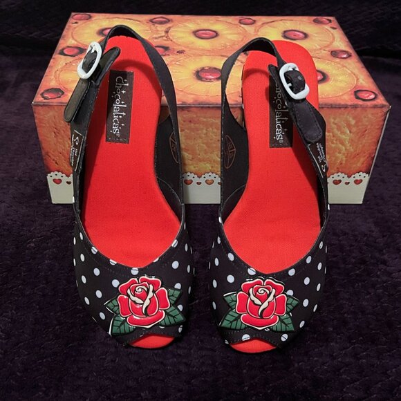 Hot Chocolate Design-Chocolaticas-BRAND NEW Rockabilly Platform Sandals-Size 7 - Picture 7 of 9
